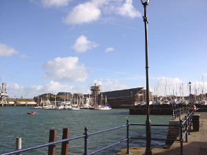 National Maritime Museum ( picture taken when under construction in 2002) from Customs House Quay